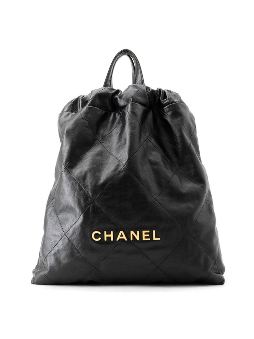 Chanel Backpack 22 Large Shiny Calf Leather Black